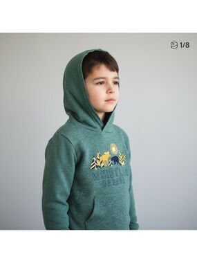 Whistler Mountain Canada Kids Bear & Moose Grey Hooded Long-Sleeve Tee